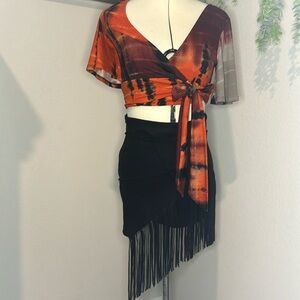 Faux Suede Fringe Mini